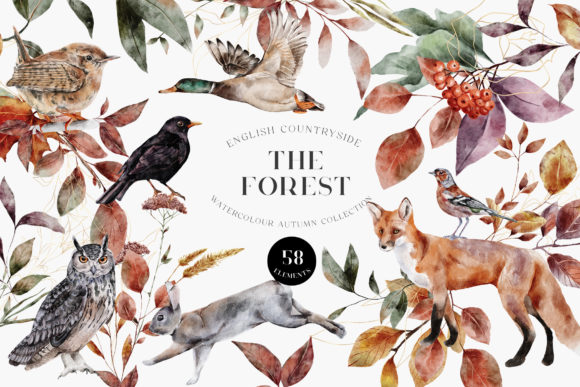 Autumn Forest Animals Watercolor PNG: Nature-Inspired Design