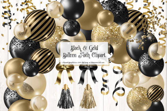 Black and Gold Balloon Arch Clipart: Elevate Your Event Designs
