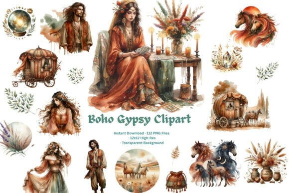 Boho Gypsy Watercolor Clipart: A Creative Toolkit