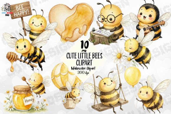 Cute Little Bees PNG: Sweet, Versatile Design for Your Projects