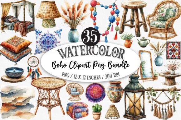 Effortless Style: Integrating the BOHO Clipart PNG Bundle