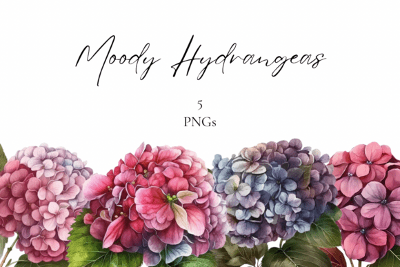 Elevate Your Projects with Moody Hydrangeas Flower Clipart