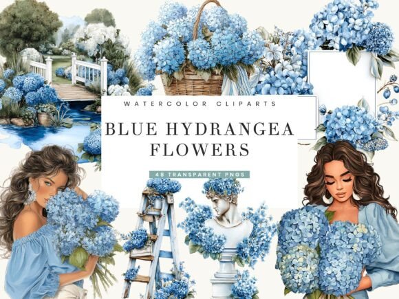 Embracing Soft Elegance: The Allure of Blue Hydrangea Flowers Clipart