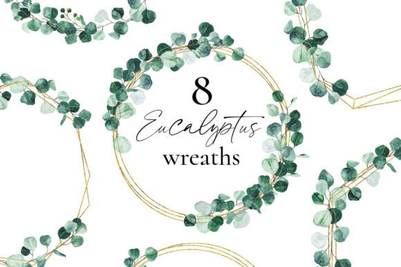 Eucalyptus Wreath Clipart: Watercolor Elegance for Your Designs