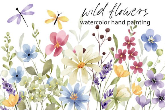 Floral Watercolor Set: Hand-Painted Flowers & Leaves