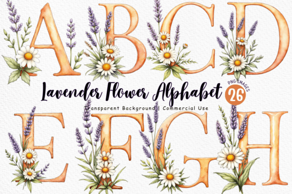 Lavender Flower Alphabet PNG Bundle: A Designer's Botanical Toolkit