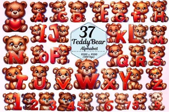 Teddy Bear Alphabet Sublimation Bundle: Charming Design Assets for Creators