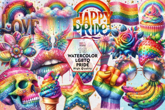 Vibrant Watercolor LGBTQ Pride Clipart PNG for Your Projects