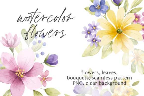 Watercolor Flowers and Leaves Set: Your Go-To Design Asset
