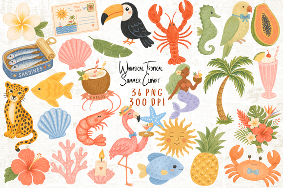 Whimsical Tropical Summer Clipart PNG: A Creative Toolkit