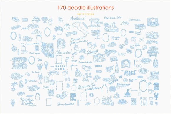 Whimsy Italian Journey: Hand-Drawn Doodle for Authentic Design